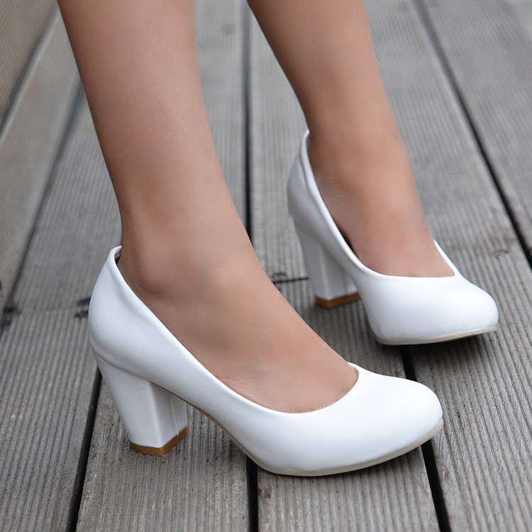 Women’s Mary Jane High Heel Pumps in Beige Pink White Black