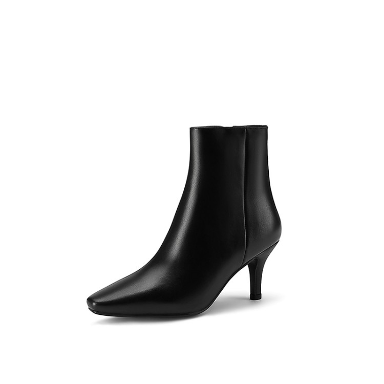 Women's Square Toe Mid Calf Fashion Boots with Side Zipper - Image 3
