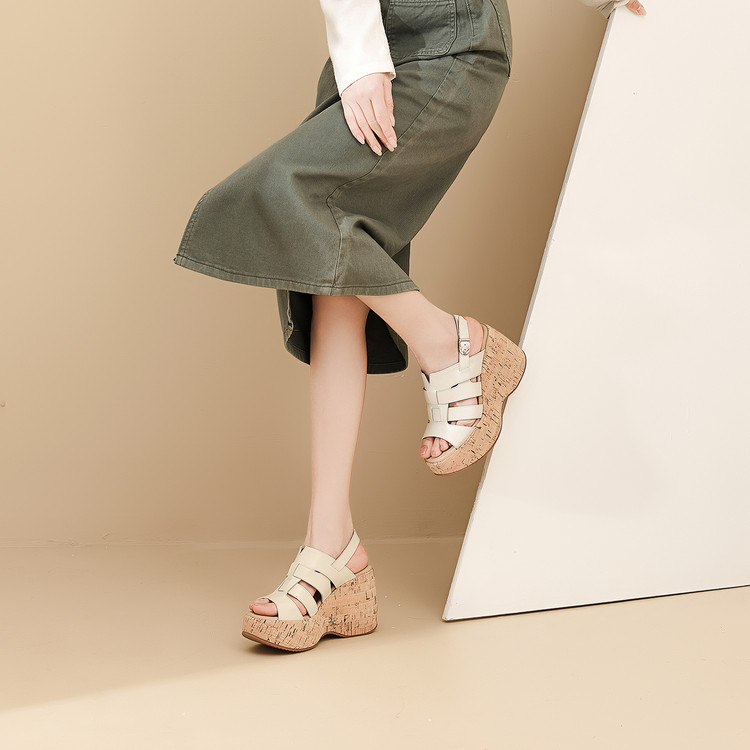 Roman Sandals Women's Casual Platform High Heel Open Toe Slip-On - Image 2