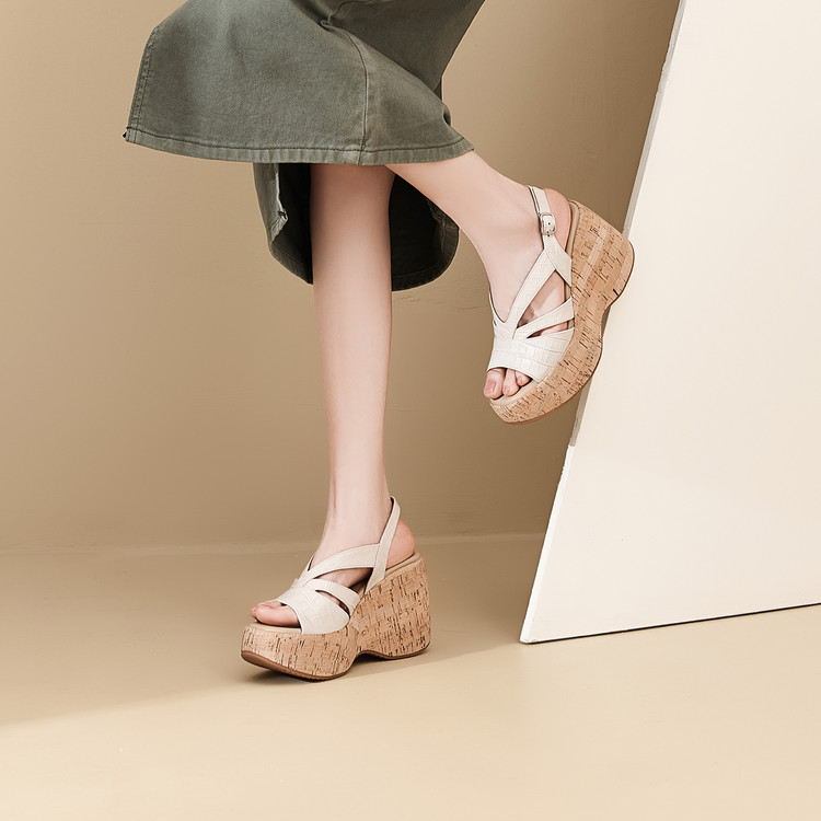 Roman Sandals Women's High Heel Peep Toe Slip-On - Image 3