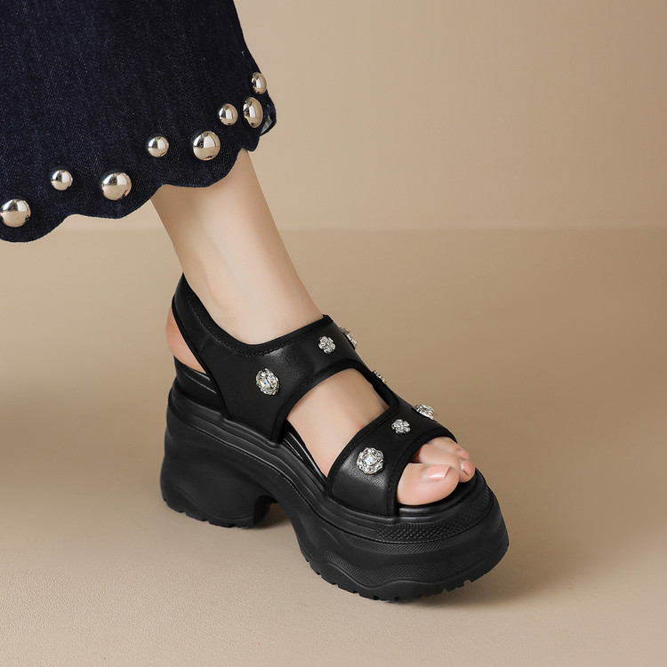 Women's Roman Sandals High Heel Platform Peep Toe Ankle Strap - Image 3